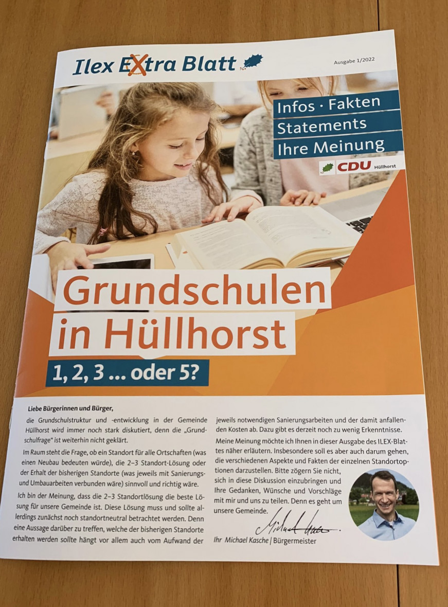 CDU Hüllhorst verteilt Info-Magazin zur Schuldiskussion 